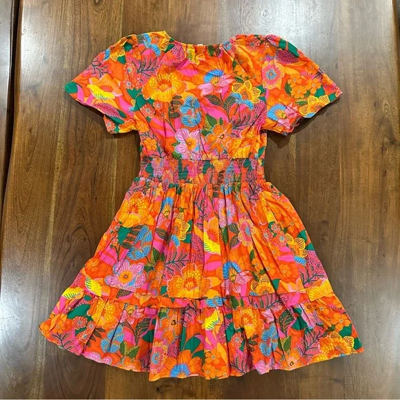 Sugarlips Idalia Floral Miller Split Neck Dress Size Small Cotton Tiered - Picture 3 of 7